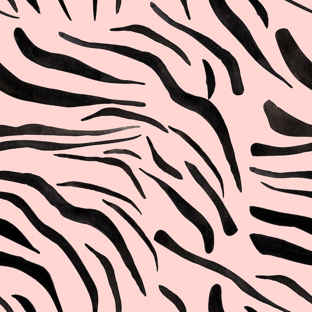 Listras de zebra no padrão sem costura de fundo rosa aquarela Modelo para decorar desenhos e ilustrações