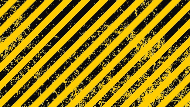 Listras diagonais amarelas e pretas Grunge Fundo de advertência industrial advertem a construção de cautela