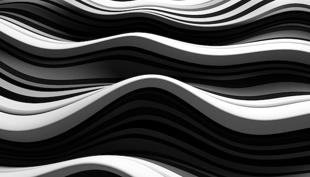 Foto listras pretas abstratas em um fundo branco acenam papel de parede zebra preto e branco generative ai