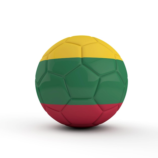 Litauen Flagge Fußball Fußball vor einem einfachen weißen Hintergrund 3D-Rendering