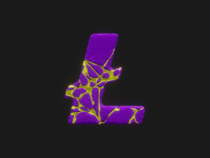 Foto lite crypto letter l voronoi extrude crack ilustración 3d abstracta