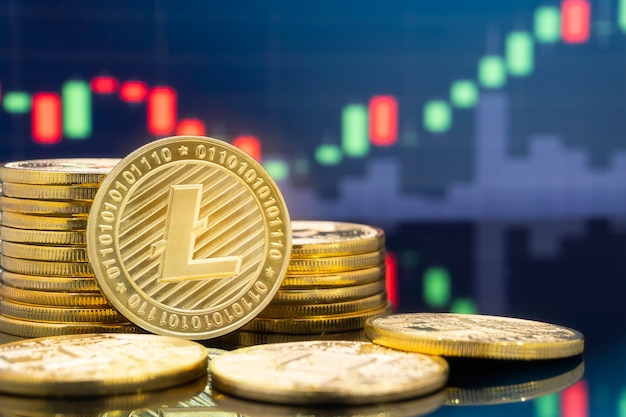 Litecoin e cryptocurrency conceito de investimento.