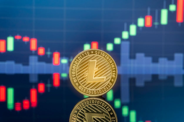 Litecoin e cryptocurrency conceito de investimento.