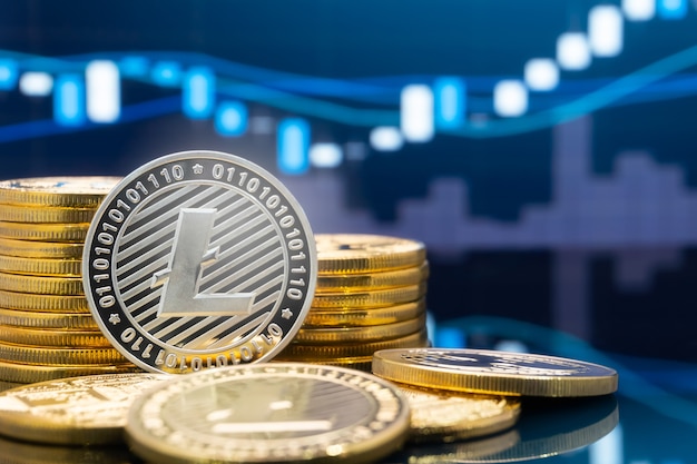 Litecoin e cryptocurrency conceito de investimento.