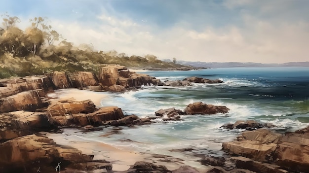 Litoral da Austrália, uma pintura de paisagem cativante