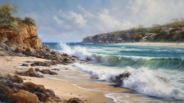 Litoral da Austrália, uma pintura de paisagem cativante