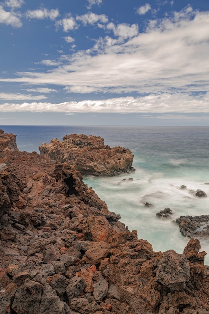 Litoral de rochas vulcânicas, ilha El Hierro, Ilhas Canárias, Espanha