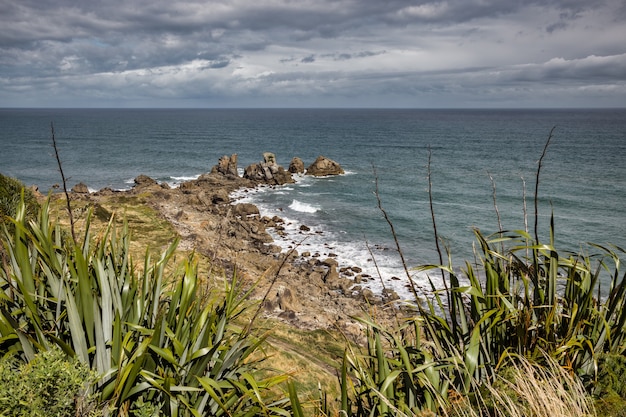 Litoral perto do Cabo Foulwind na Nova Zelândia