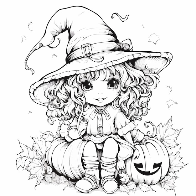 Little_Halloween_Witch_coloração_página