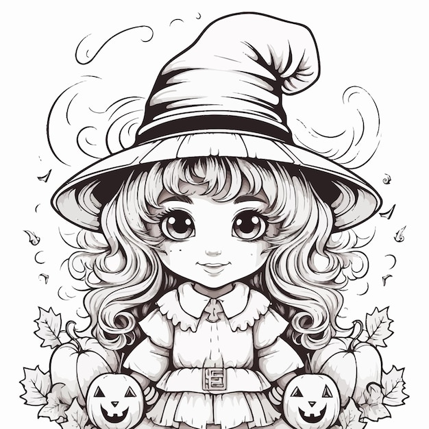 Little_Halloween_Witch_coloração_página