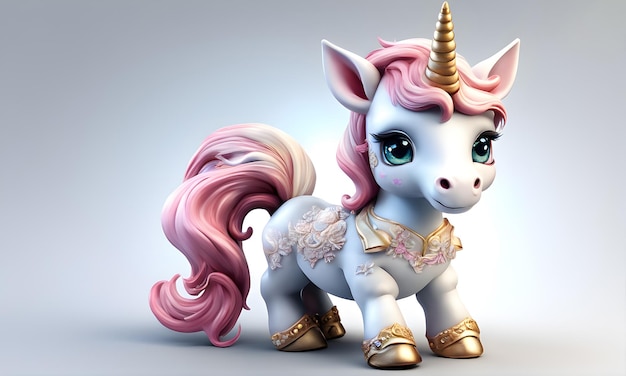 Foto little unicorn cute 3d kids art animierte banner digitale hintergrundgestaltung grafik generiert von ki