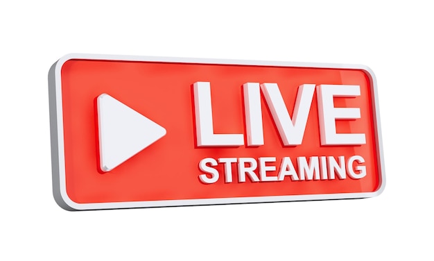 Live-Streaming-Symbol in roter Farbe, soziale Medien und Nachrichten, minimalistisches Design, 3D-Illustration
