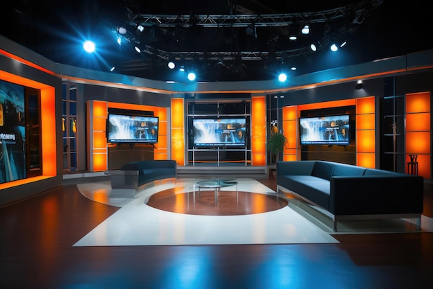 Live-TV-Studio mit professioneller Ausrüstung