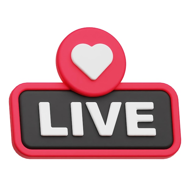 Live-Valentine-Ereignis 3D-Symbol isoliert auf dem weißen Hintergrund
