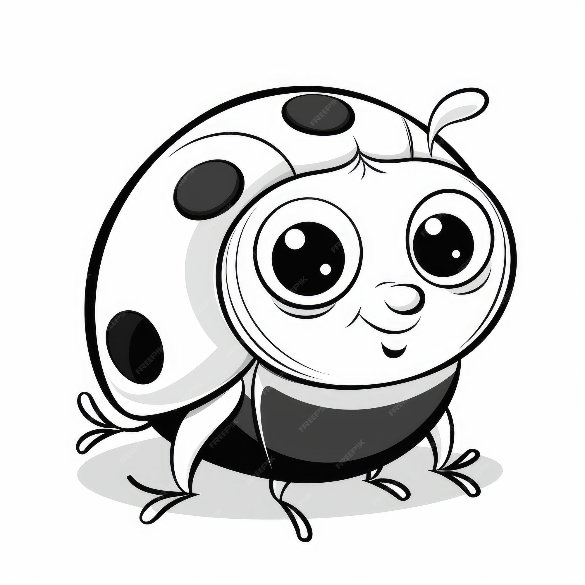 Lively ladybug adventures, um livro de colorir de desenho animado em preto  e branco para crianças