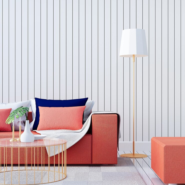 Living Coral Interior / Color del año para fiestas y San Valentín / Representación 3D