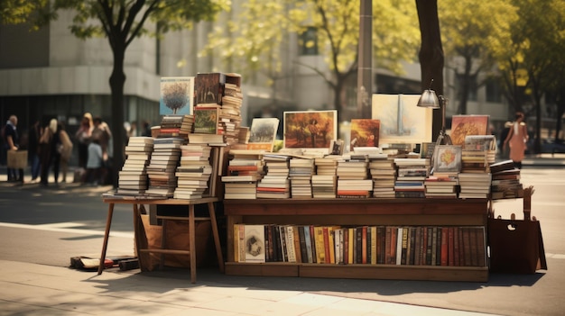 Foto livraria vintage na rua uma paisagem de cores silenciada da crítica da cultura de consumo