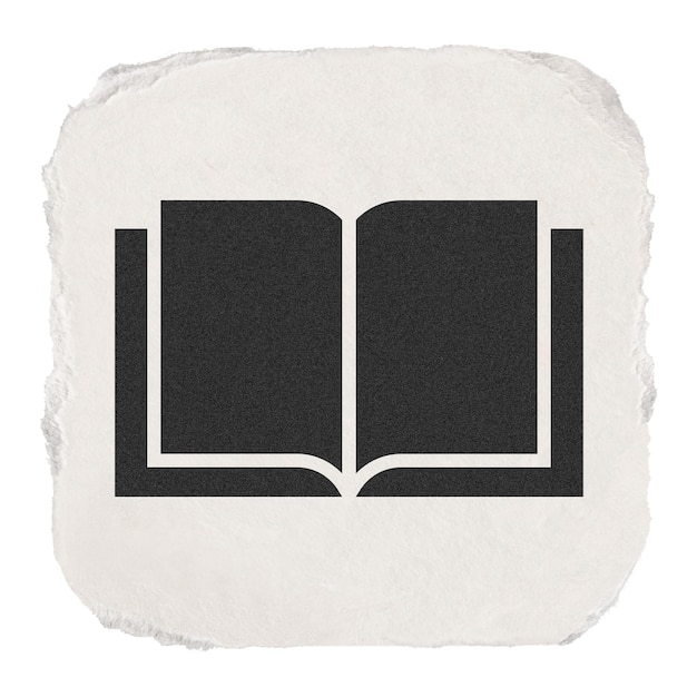 Livro aberto educação adesivo ícone png desenho de papel rasgado em fundo transparente