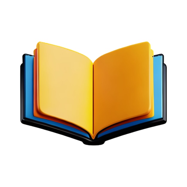 Livro aberto mínimo de estilo cartoon isolado na renderização 3d de fundo rosa pastel