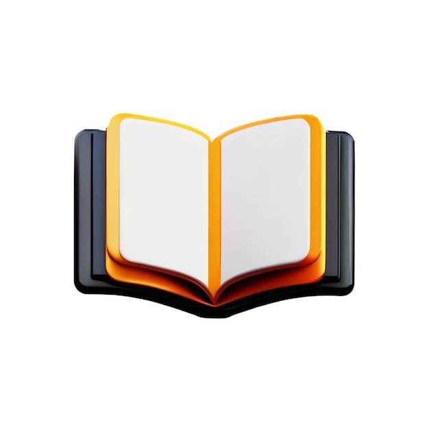Livro aberto mínimo de estilo cartoon isolado na renderização 3d de fundo rosa pastel