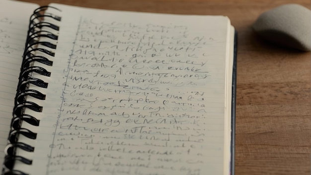 Foto livro de anotações em espiral aberto com anotações escritas à mão