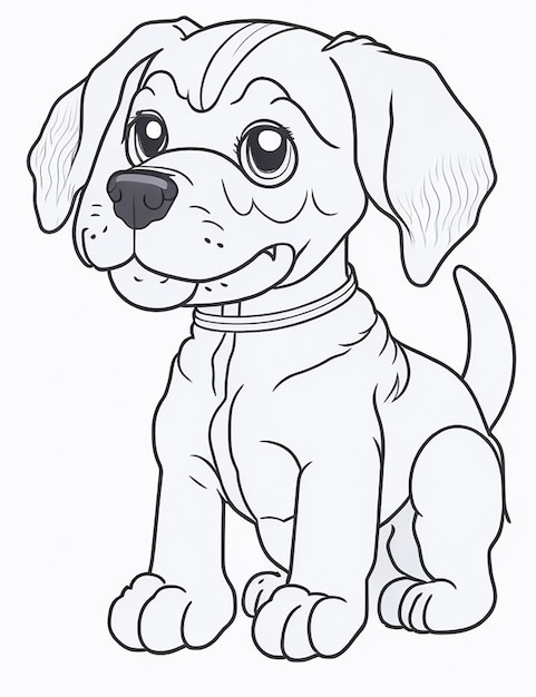 Foto livro de coloração de ilustrações de cães para crianças