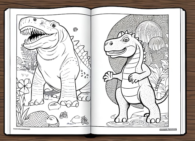 livro de colorir bonito com dinossauro