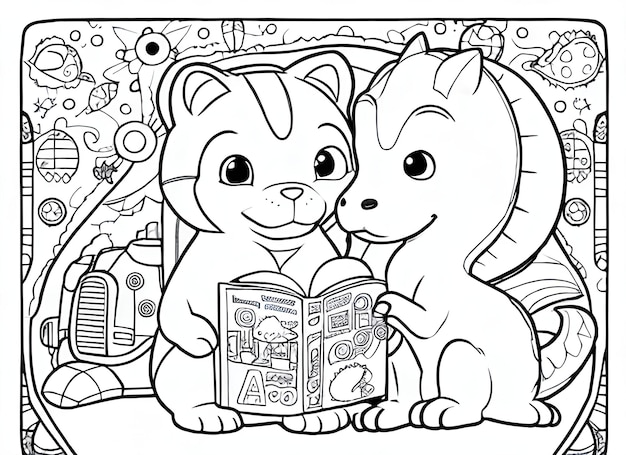 livro de colorir bonito com dinossauro