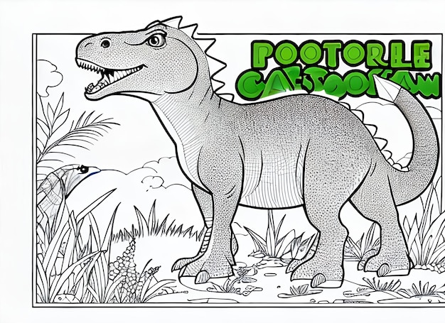 livro de colorir bonito com dinossauro