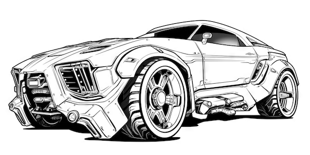 Foto livro de colorir carros doodle de carros ilustração de veículos futurista
