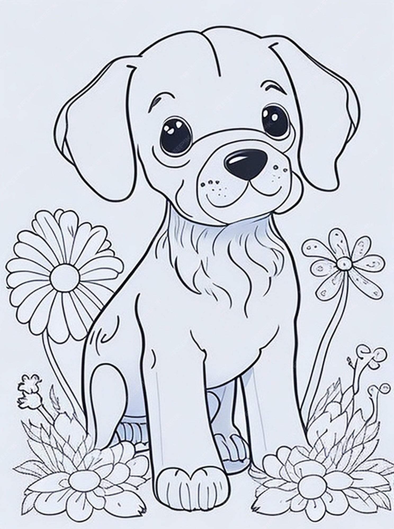 Página De Colorir Cachorrinho Fofo Ilustração Stock - Ilustração de pastel,  artwork: 279559927