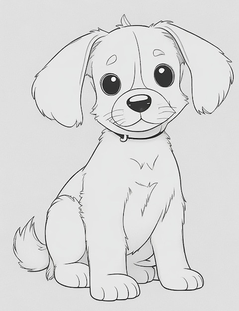 Livro de colorir com ilustração de cachorro fofo para crianças