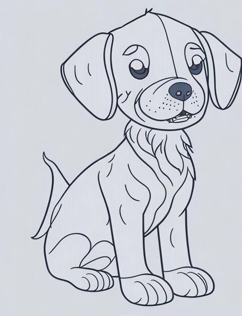 Foto livro de colorir com ilustração de cachorro fofo para crianças