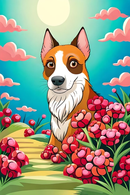 Livro de colorir com ilustração de cachorro fofo para crianças