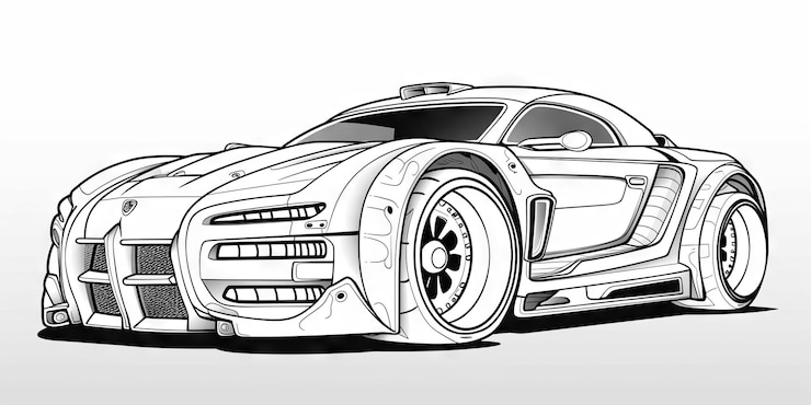 Foto livro de colorir de carros carro rabiscado veículo ilustração futurística