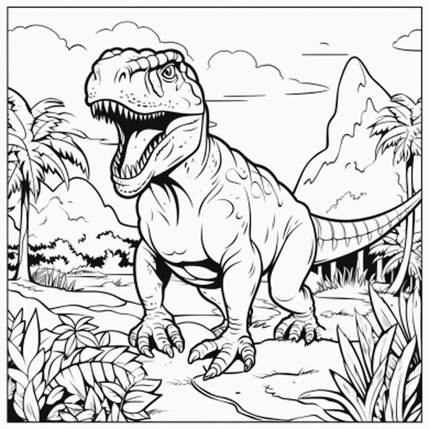 Foto livro de colorir de dinossauros ilustração desenho animado vetor