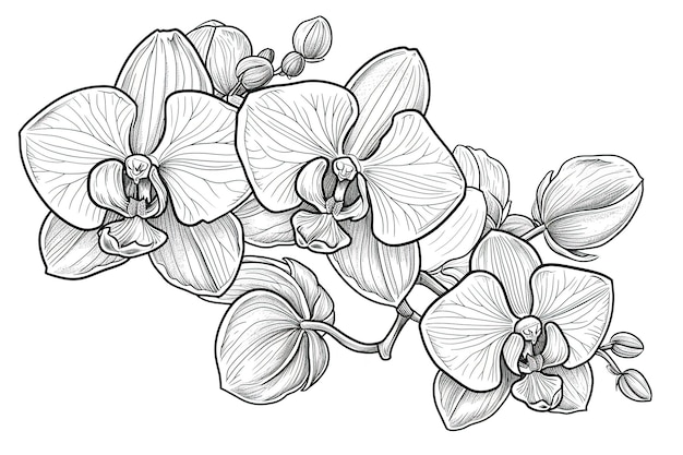Foto livro de colorir flores estilo doodle contorno preto
