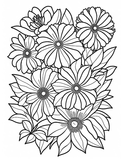 livro de colorir flores para crianças e adultos