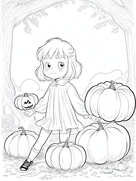 Livro de colorir Halloween LineArt, diversão assustadora aguarda
