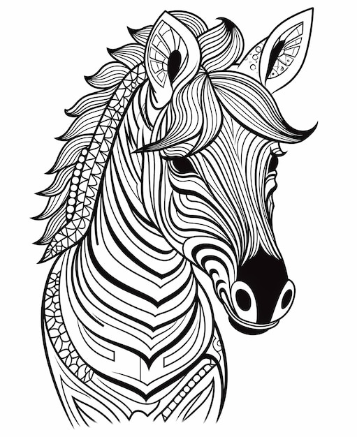 Livro de colorir para adultos Mandalas de animais Padrão inspirado em animais Zebra