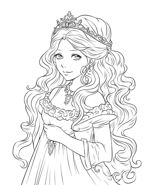Livro de colorir para crianças personagem de princesa foco suave seletivo