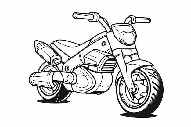 Desenho de motocicleta para colorir preto e branco para livro de colorir