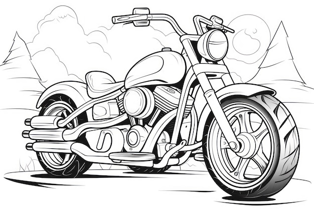 Desenhos para colorir de desenho de um motoqueiro com sua harley davidson  para colorir online 