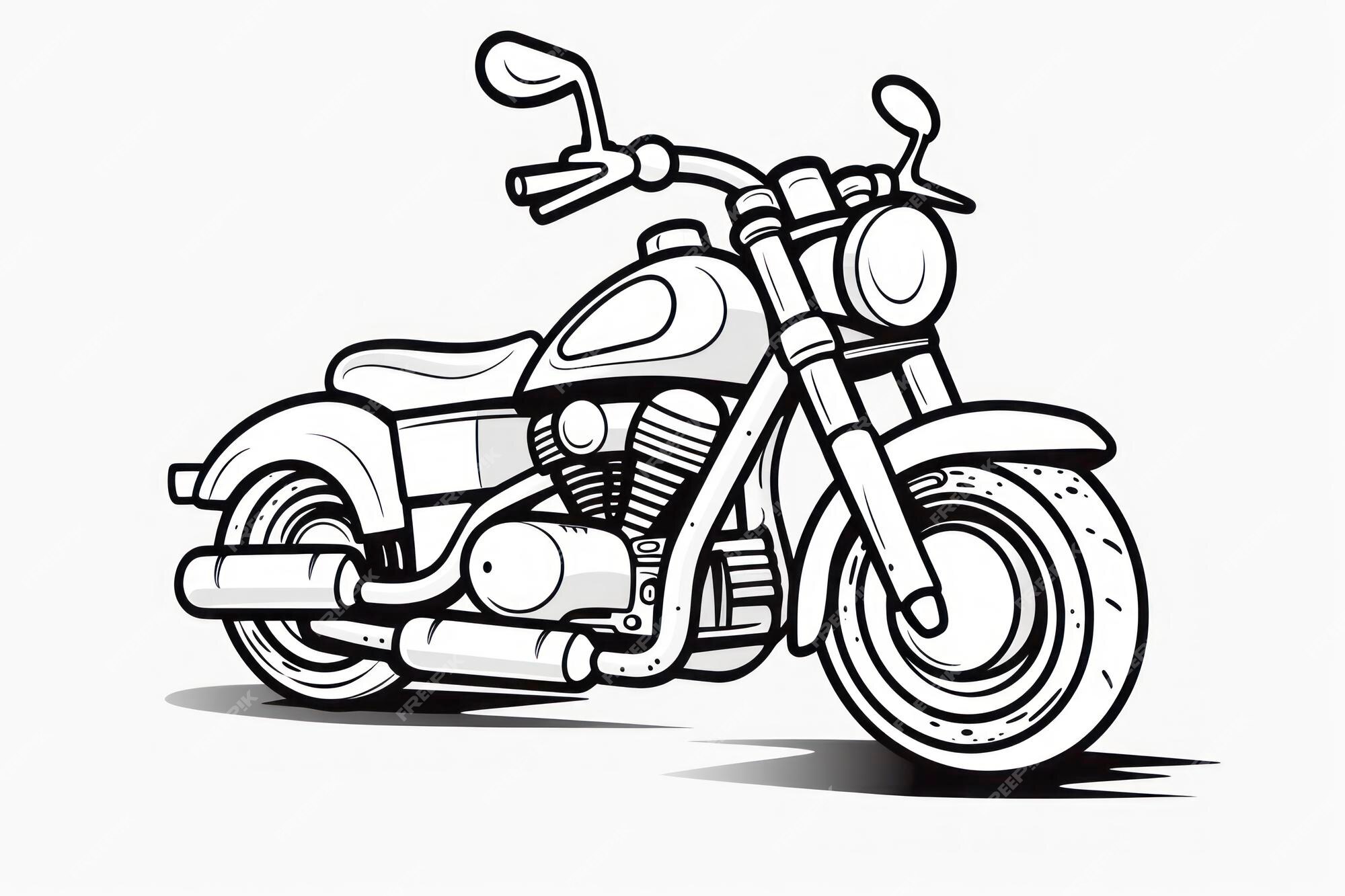 Desenho de motocicleta para colorir preto e branco para livro de colorir