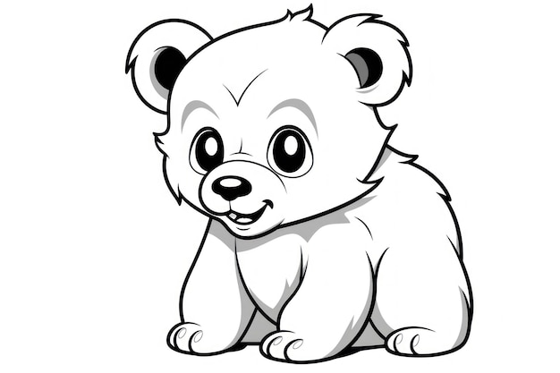 livro de colorir preto e branco para crianças urso fofo