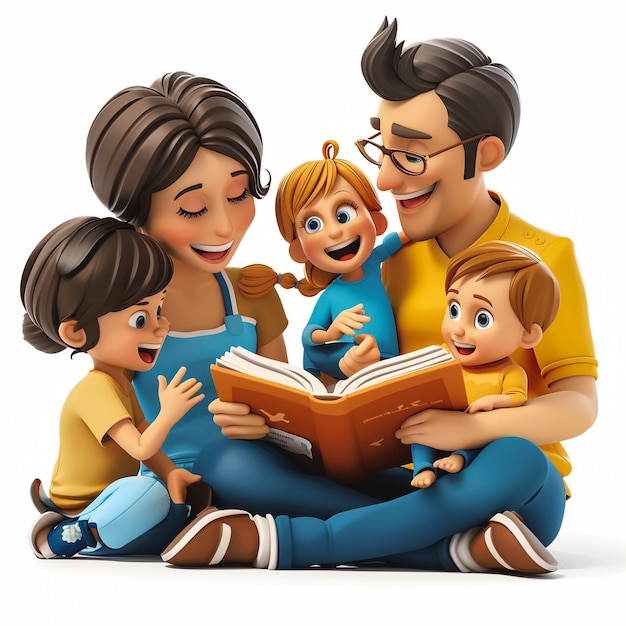 Foto livro de leitura para uma família feliz