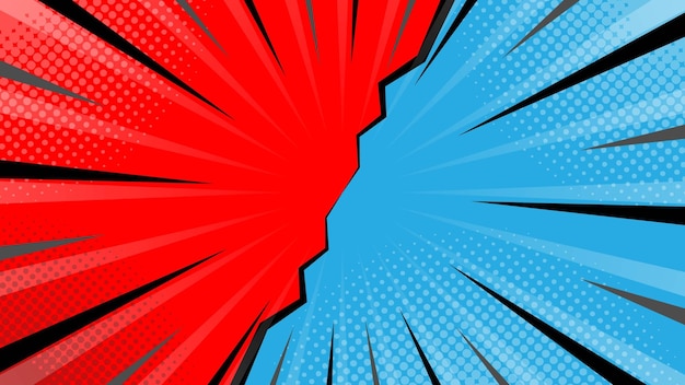 Livro de quadrinhos versus padrão de fundo clássico estilo popart batalha de super-herói introdução impressão em meia tonalidade