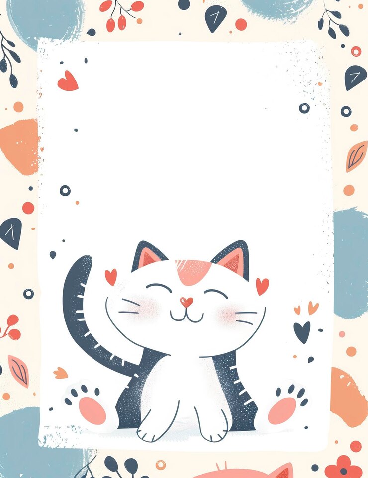 Foto livro de recortes de crianças com espaço em branco na página no meio desenhos de gatos bonitos