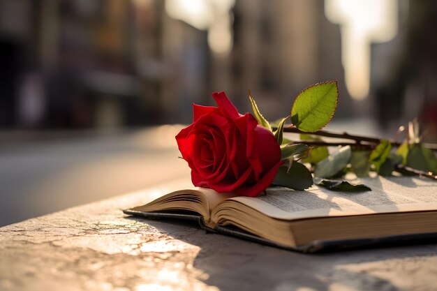 Livro e rosa vermelha para Sant Jordi