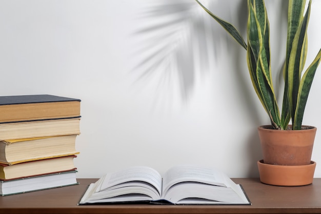 Livro livro aberto de fundo em uma mesa em uma universidade ou em uma mesa doméstica e na biblioteca escolar